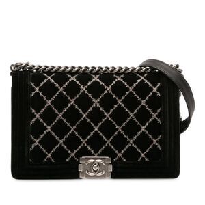 Chanel Medium Quilted Velvet Wild Stitch Boy Flap